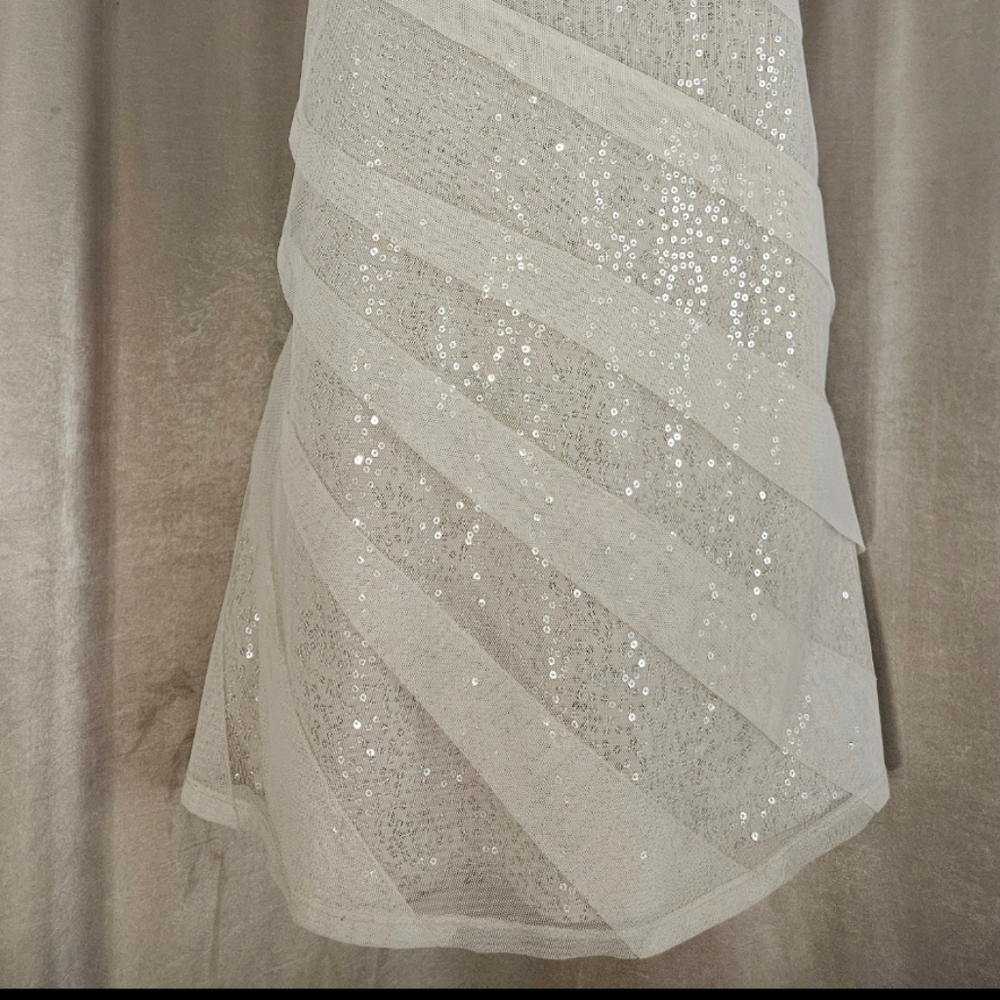WHBM champagne ivory ruffled sequined tank top blouse Womens XLarge - Picture 9 of 9